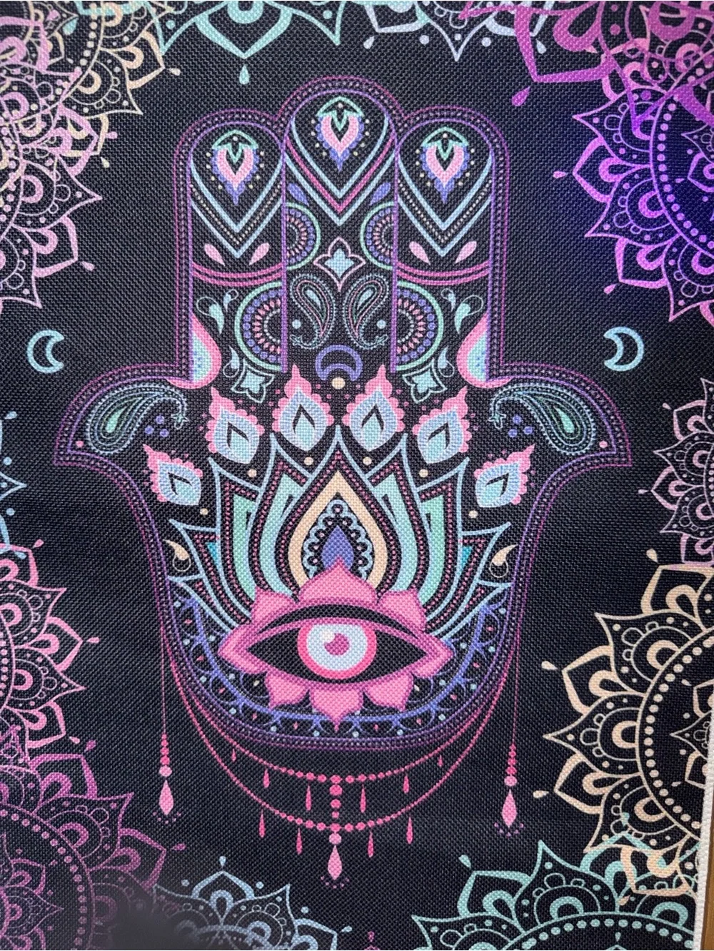 Hamsa Wall Hanging Tapestry in Pink and Teal